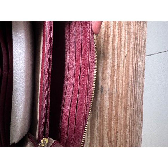 Michael Kors Burgundy Saffiano Leather Zip-Around Wallet With Gold Hardware & Mu - Picture 6 of 7